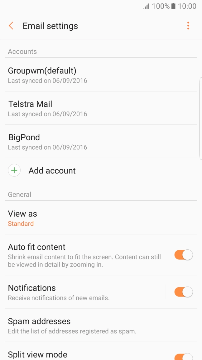 Press the required email account.