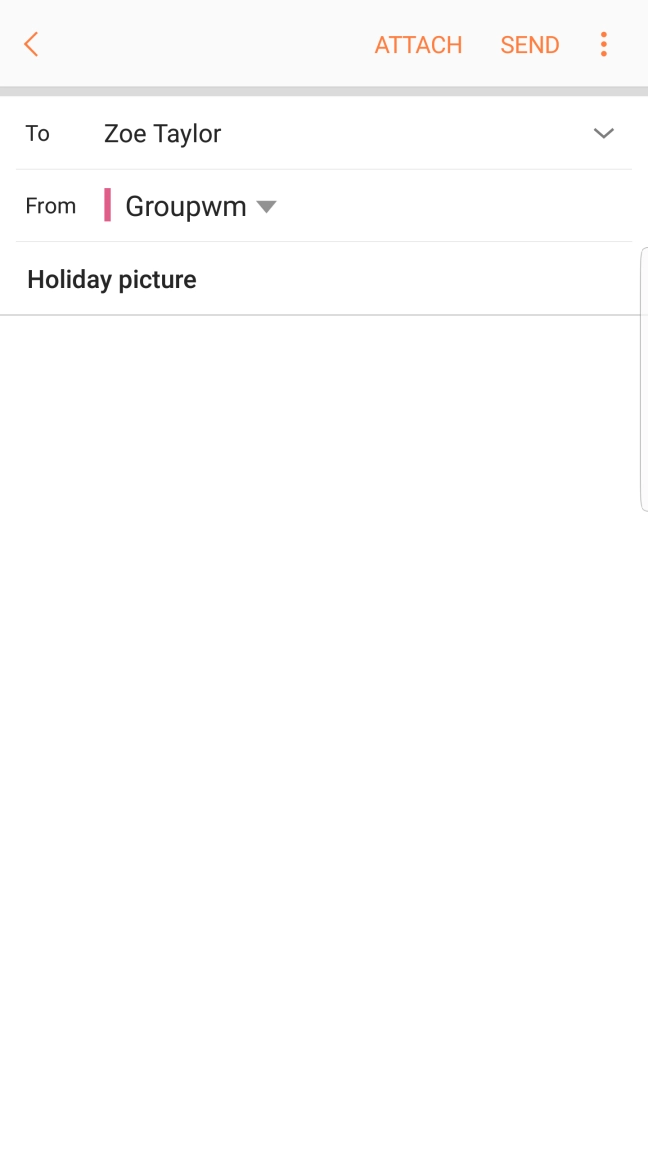 Press the text input field and write the text for your email.