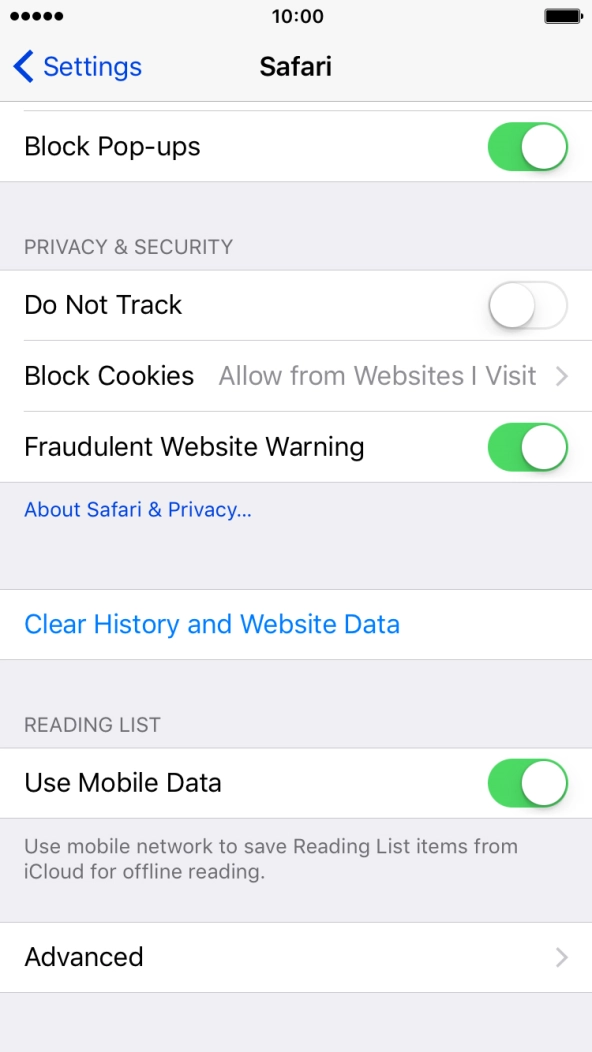 Press Clear History and Website Data. Press Clear History and Website Data.