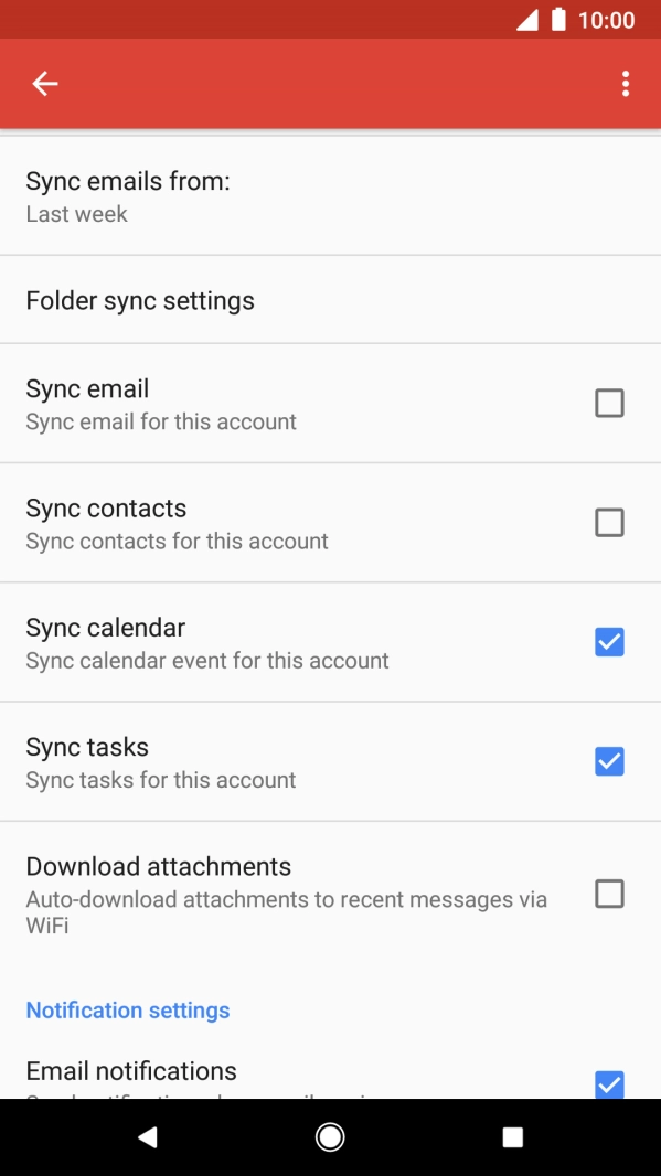 Press the field next to the required data types to turn the function on or off.