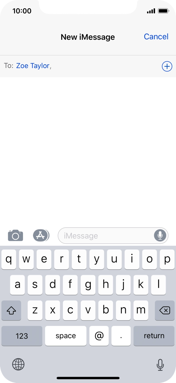 If the recipient can receive iMessages, iMessage is displayed in the text input field.