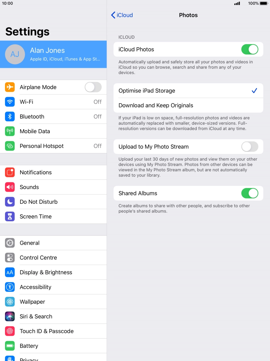 Press the indicator next to 
