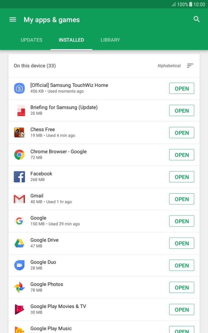 Press the required app.