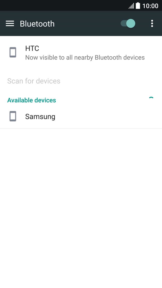 Press the required Bluetooth device and follow the instructions on the screen to pair the device with your phone.
