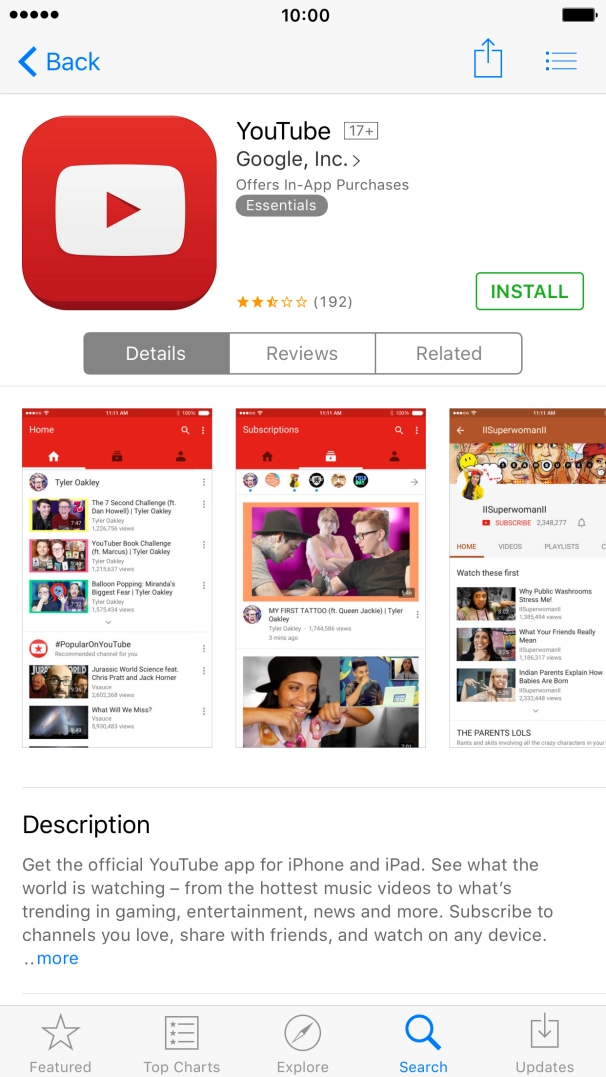 Press INSTALL and wait while YouTube is installed. Press INSTALL and wait while YouTube is installed.