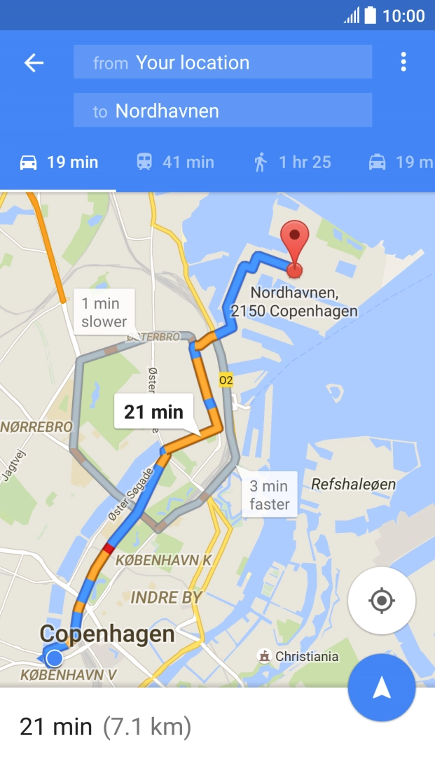Press the start navigation icon.