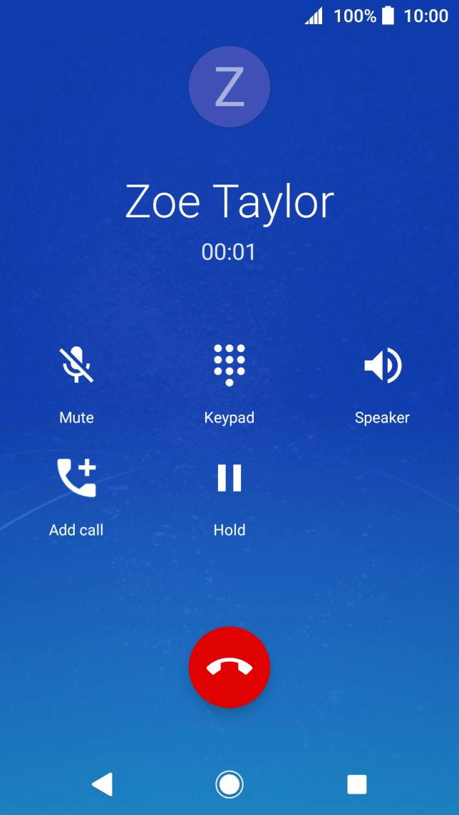 Press the end call icon.