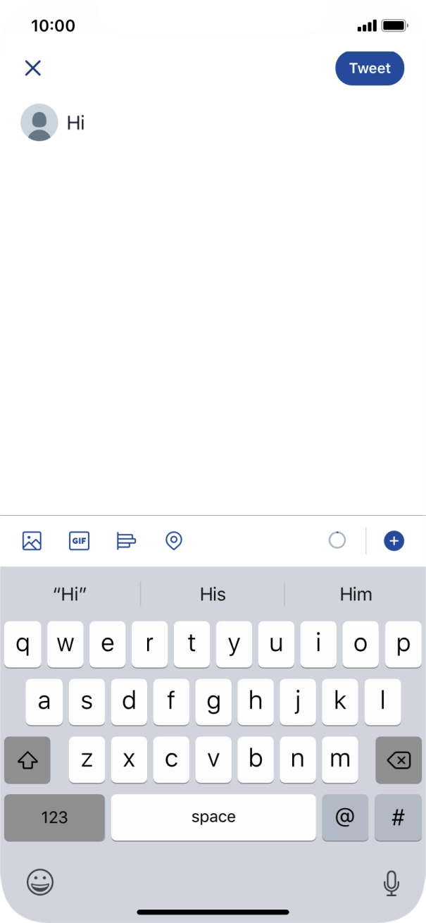 Write the required text and press Tweet. Write the required text and press Tweet.