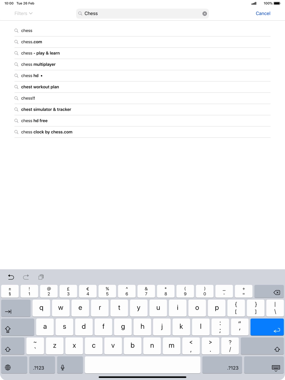 Key in the name or subject of the required app and press enter.