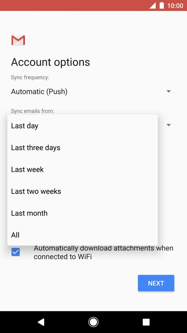 Press the required setting.