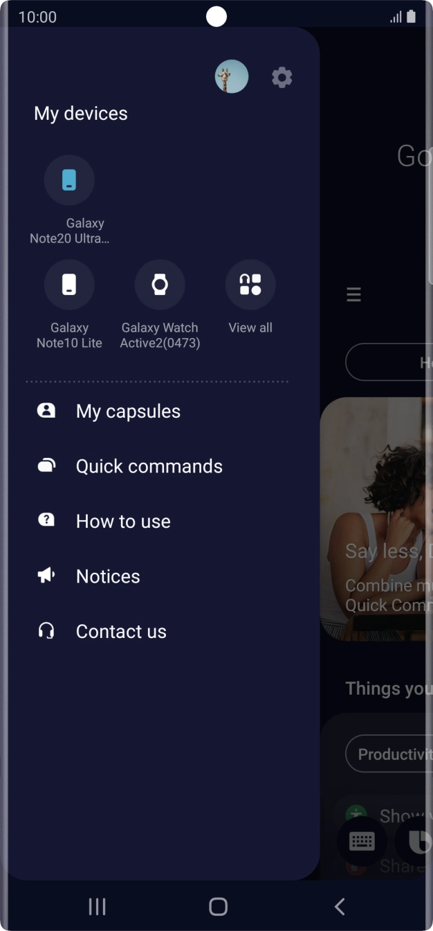 Press the settings icon.