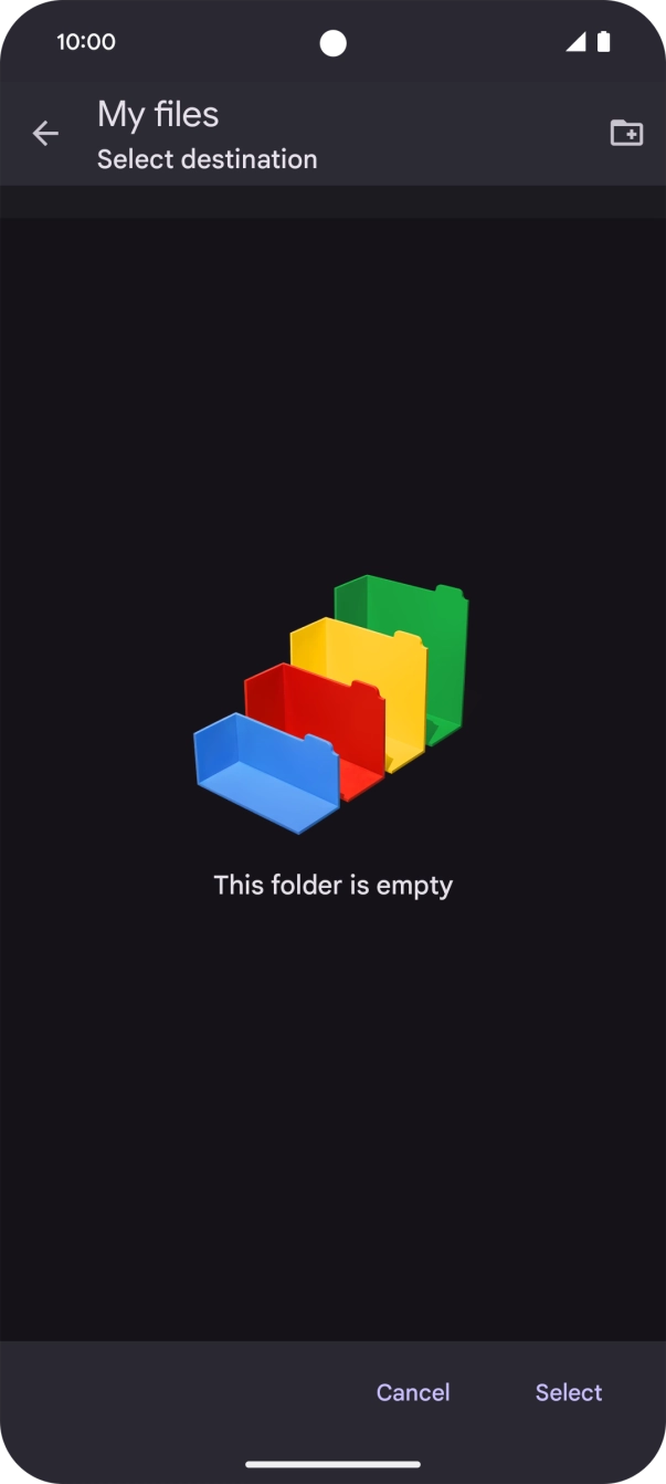 To create a new folder, press the new folder icon and follow the instructions on the screen to create a new folder.