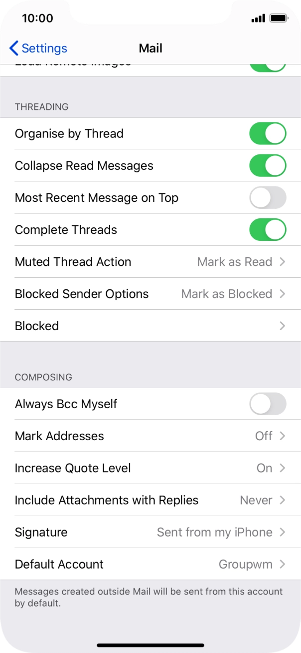 Press Default Account.