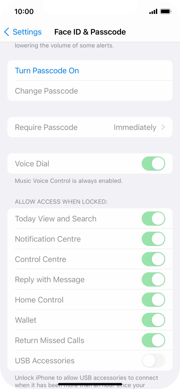 Press Turn Passcode On and key in a phone lock code of your own choice twice.