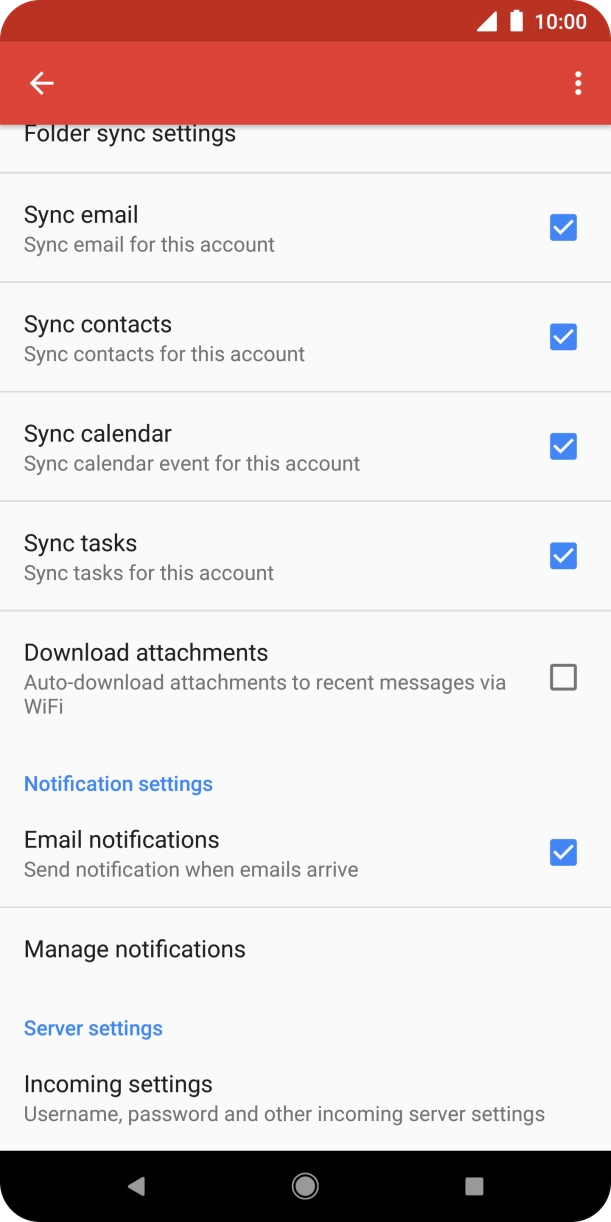 Press the field next to the required data types to turn the function on or off.