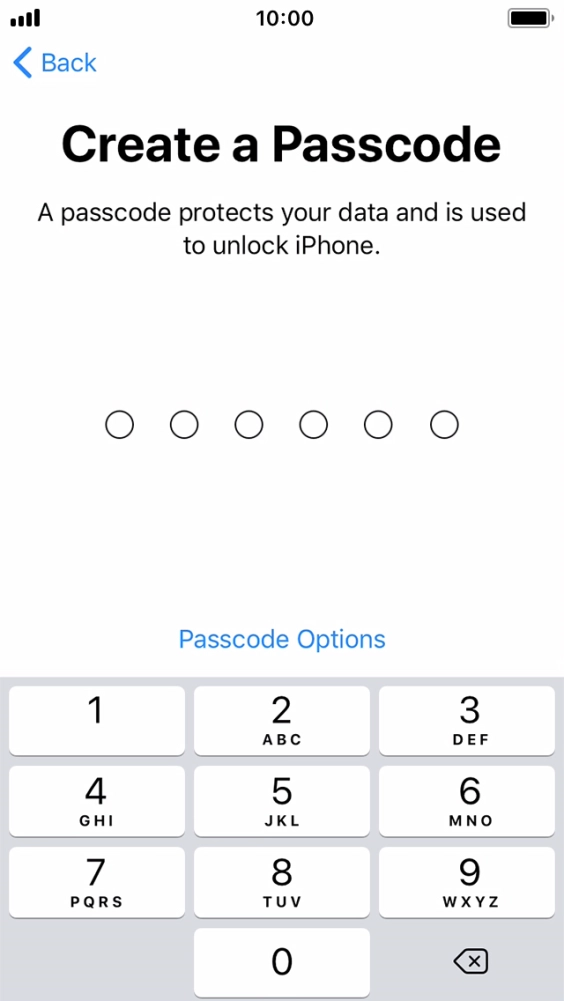 Press Passcode Options.