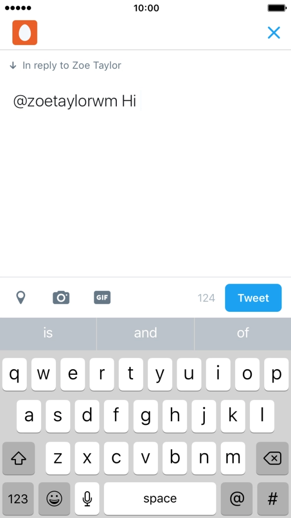 Write the required reply and press Tweet.