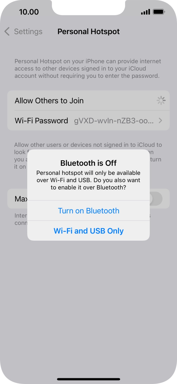 If Wi-Fi is turned on, press Wi-Fi and USB Only.