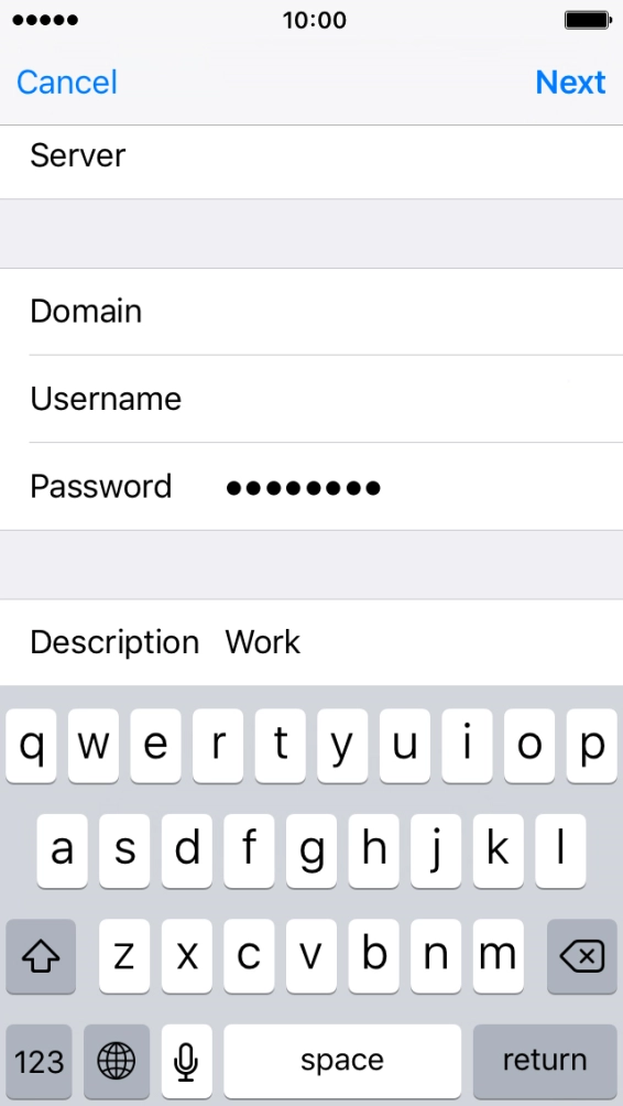 Press Password and key in the password for your email account.