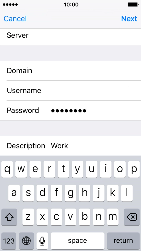 Press Password and key in the password for your email account.