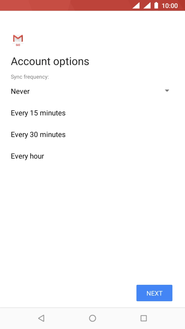 Press the required setting.
