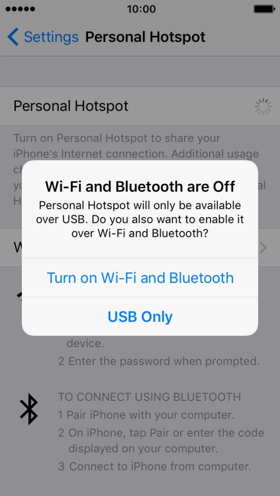 Press Turn on Wi-Fi and Bluetooth.