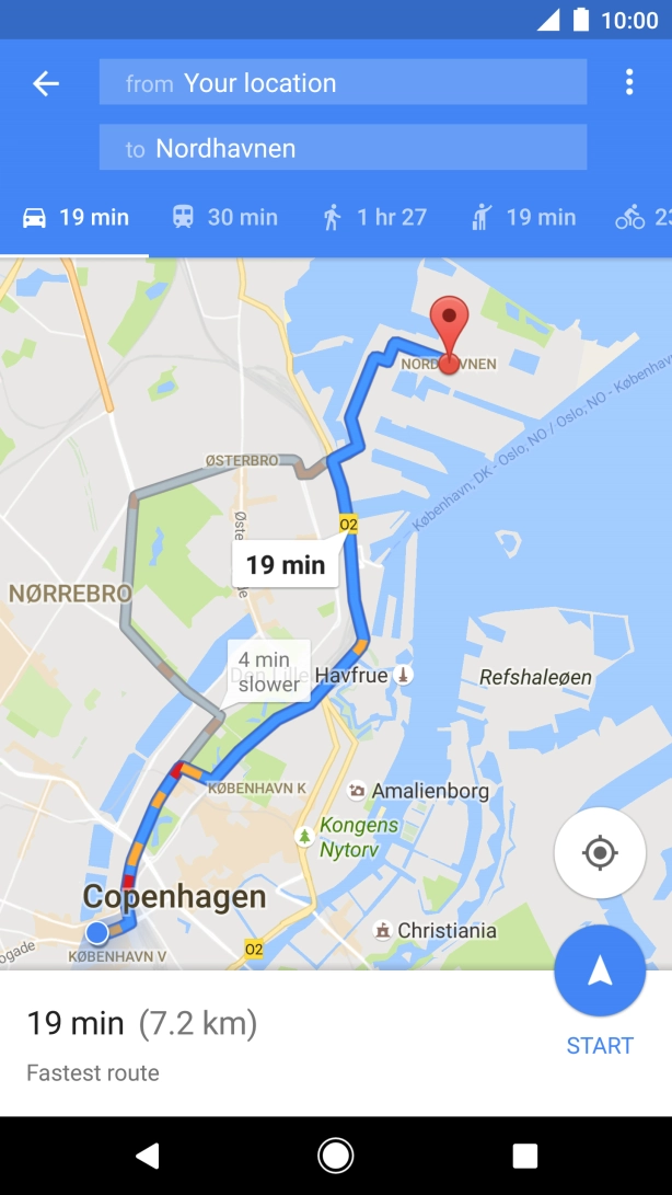 Press the required mode of transportation.