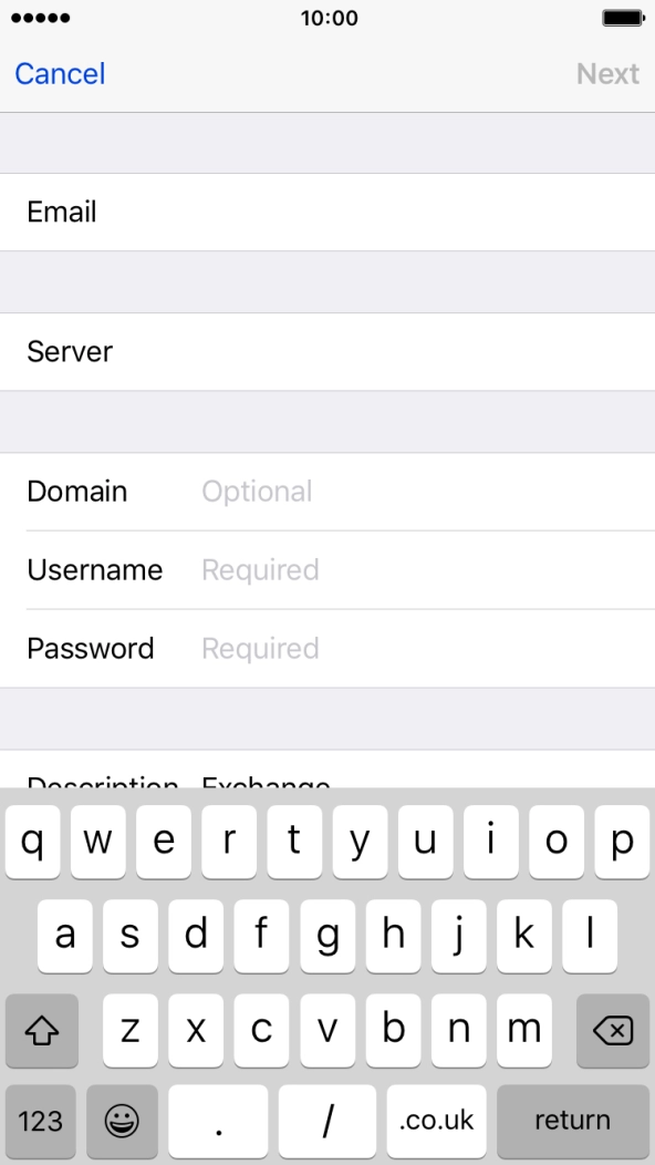 Press Domain and key in the domain.