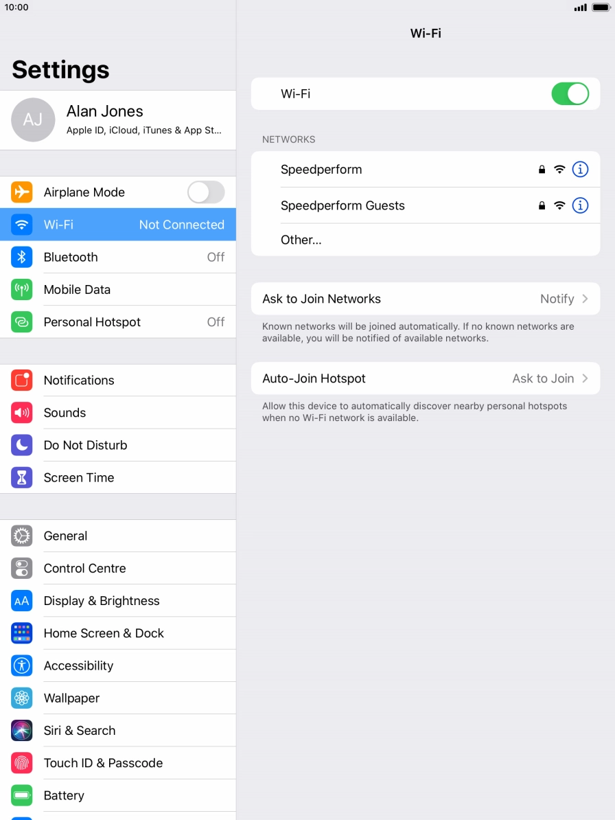 Press the required Wi-Fi network and key in the password for the Wi-Fi network.