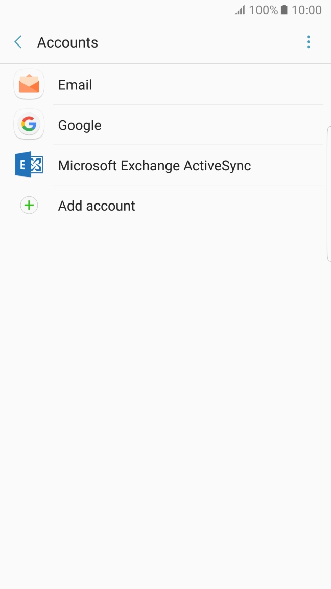 Press Microsoft Exchange ActiveSync.