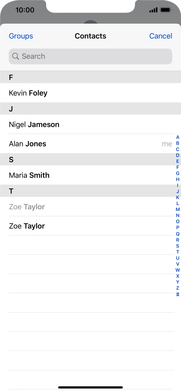 Press the required contact. Press the required contact.