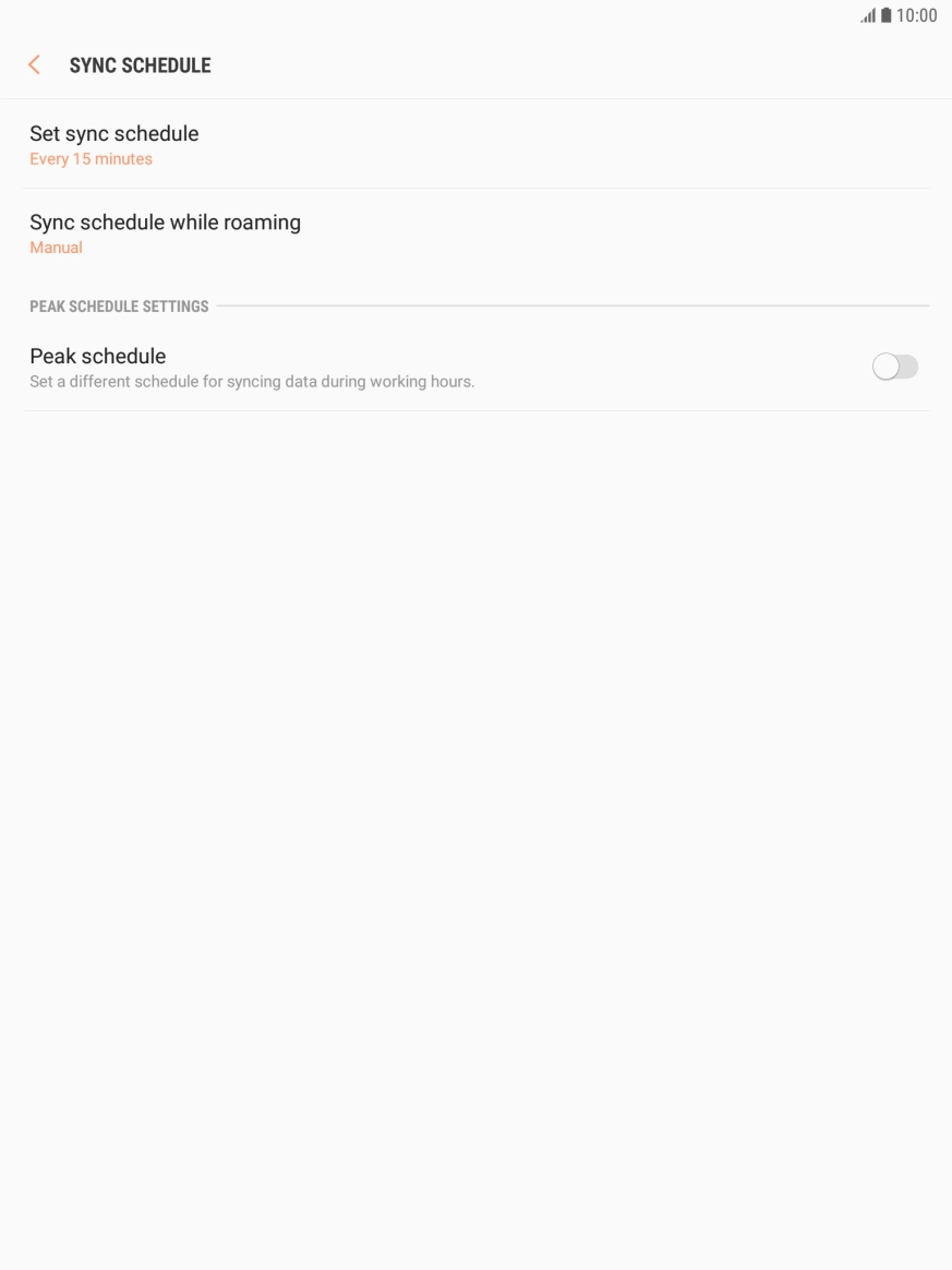 Press Set sync schedule. Press Set sync schedule.