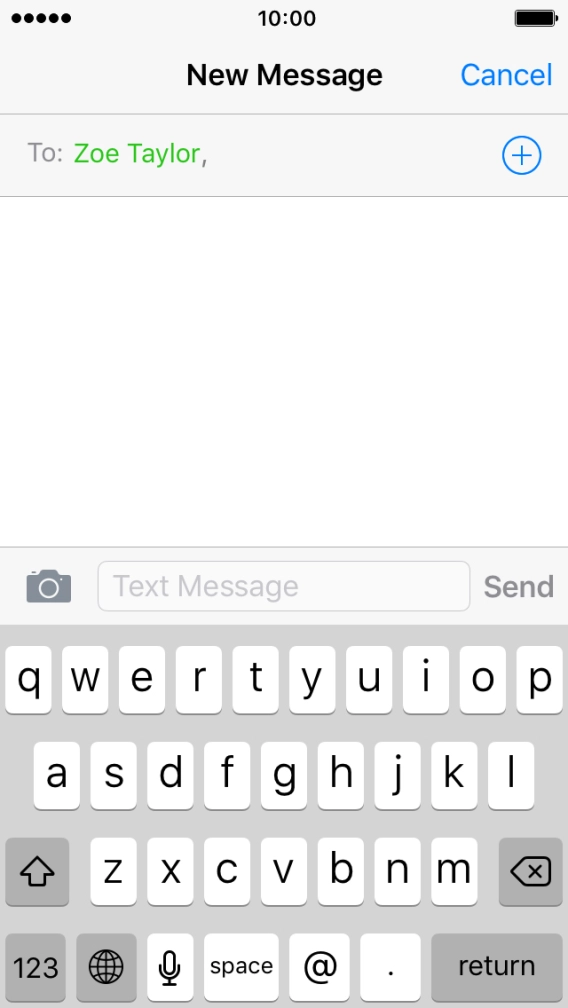 Press the text input field and write the text for your iMessage.