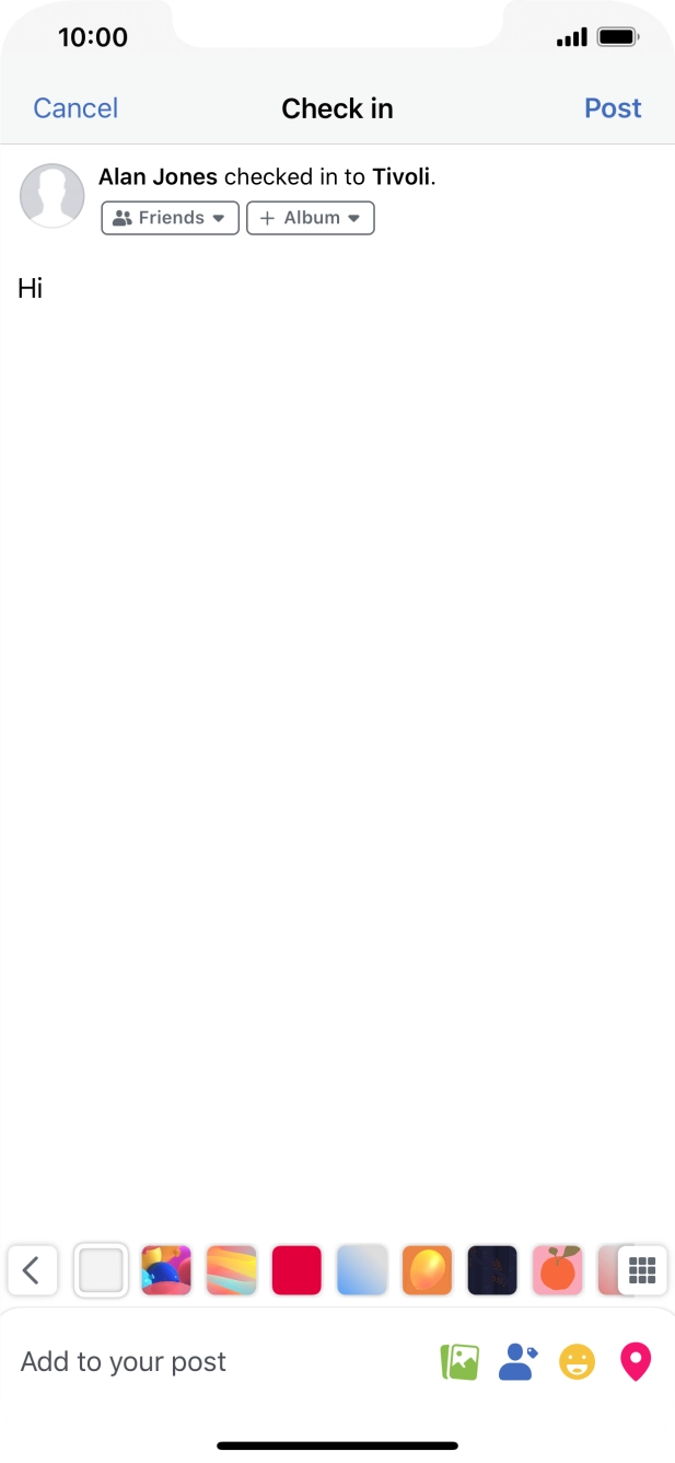 Write the required text and press Post.