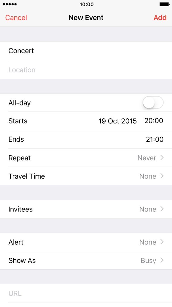 Key in further information, if required, and press Add.
