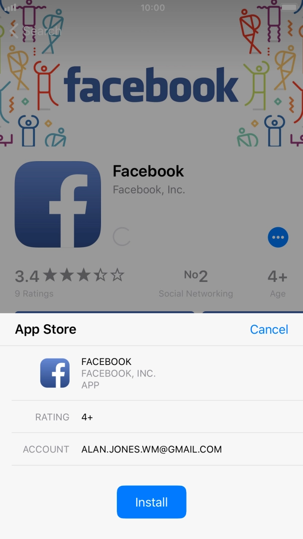 Press Install and wait while Facebook is installed.