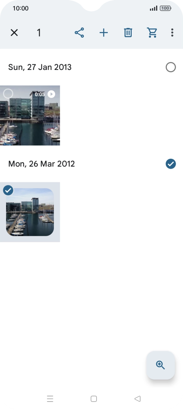 Press the required picture or video clip.