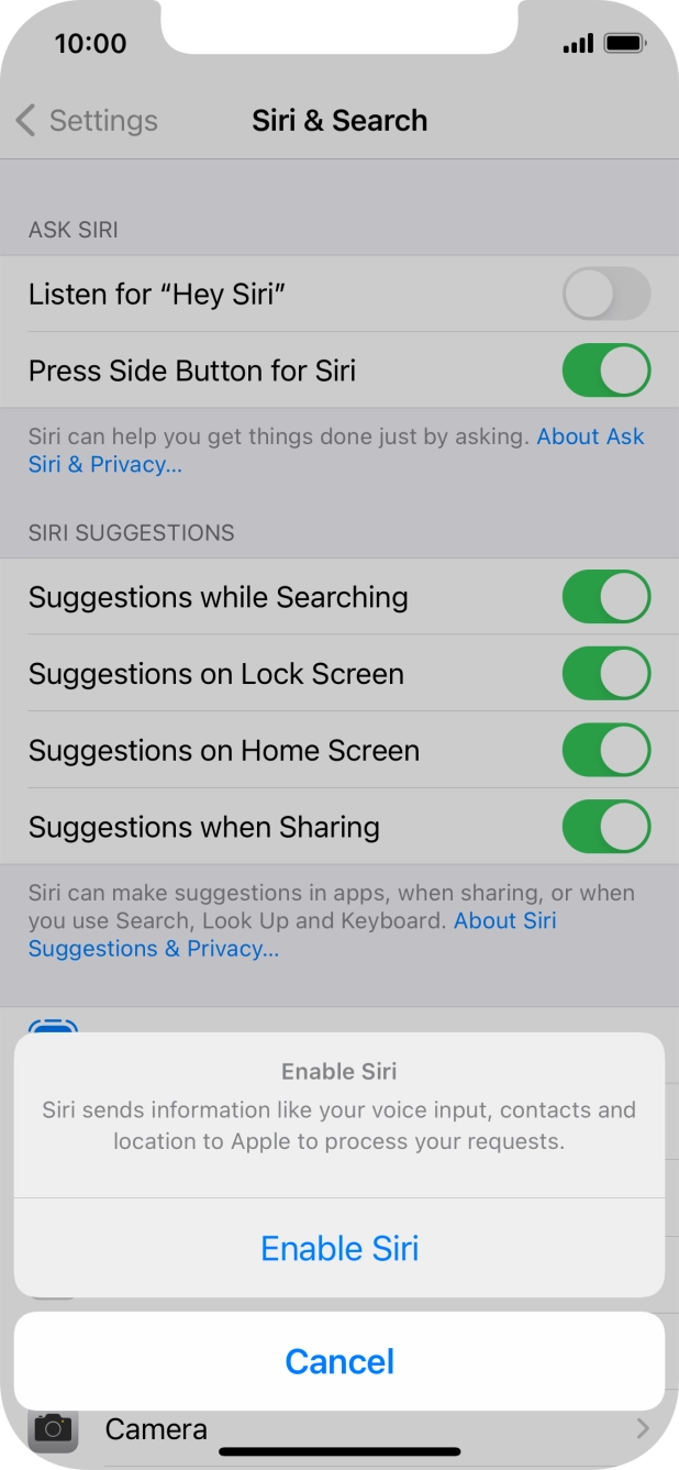Press Enable Siri. Press Enable Siri.