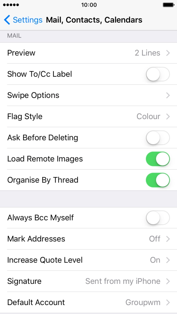 Press Default Account.