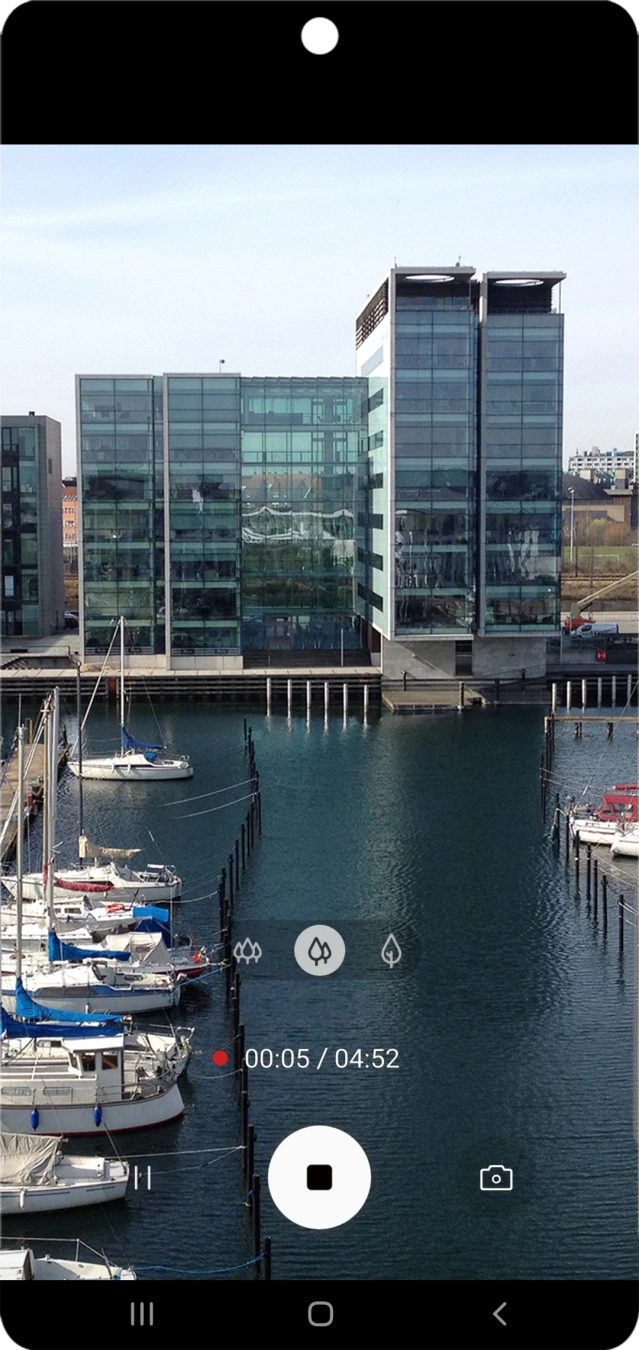 Press the stop icon to stop recording.