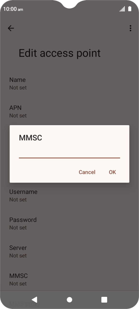 Key in http://mmsc.telstra.com:8002 and press OK.