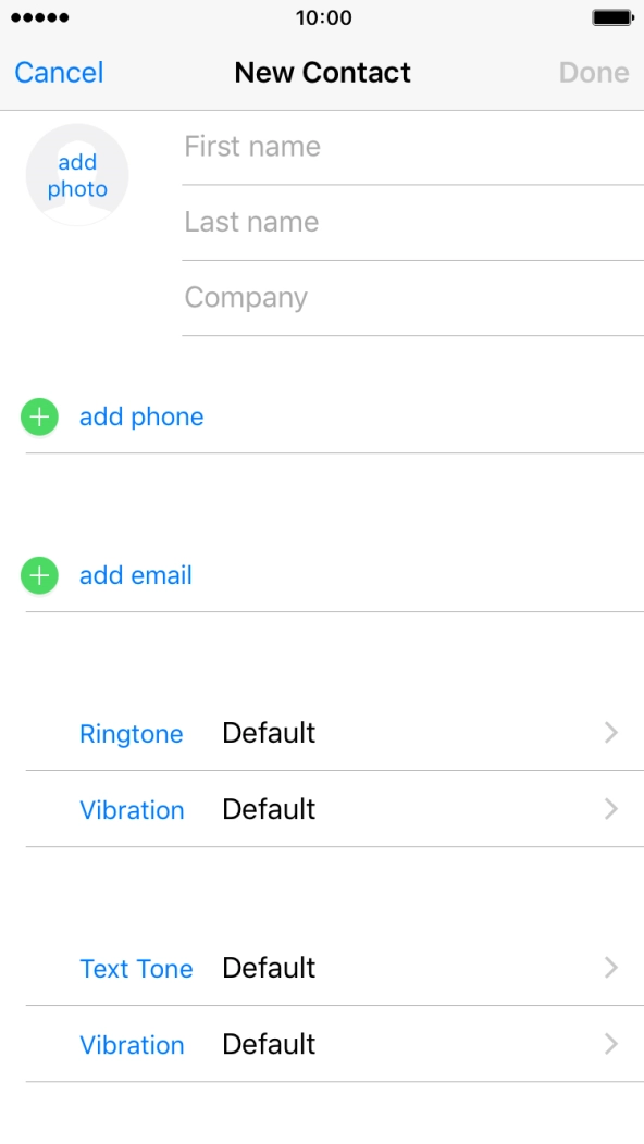 Press First name and key in the first name.