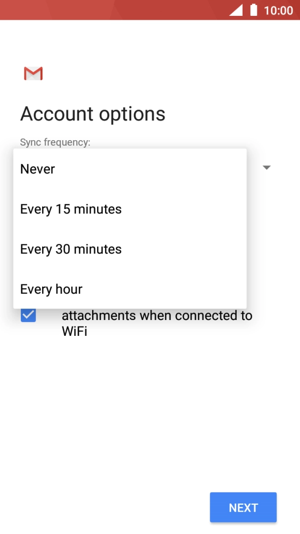 Press the required setting.