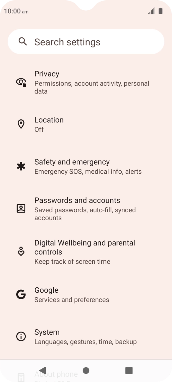 Press Passwords and accounts.