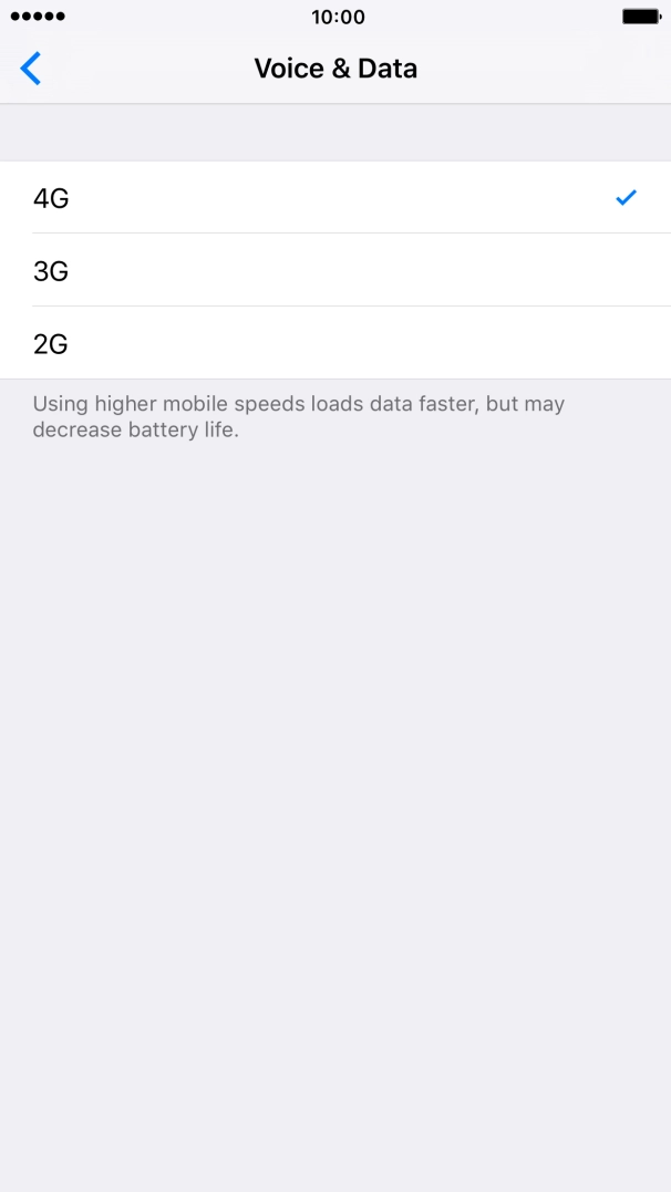 Press the required network mode.