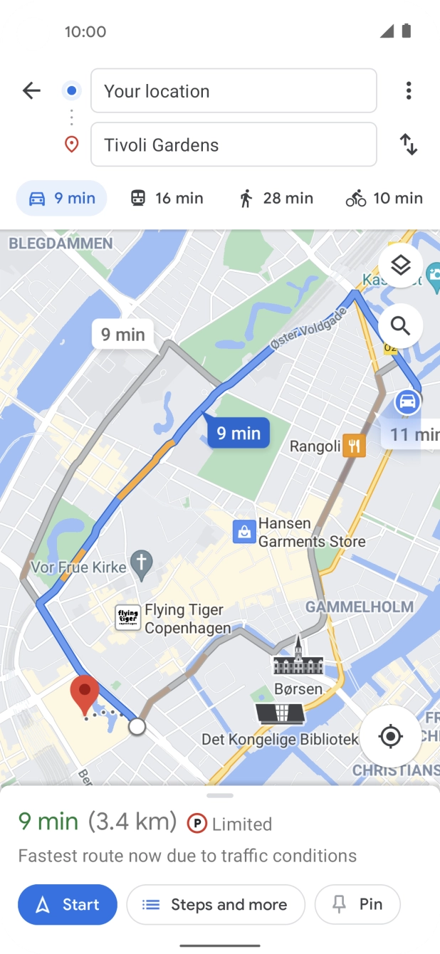 Press the required mode of transportation.