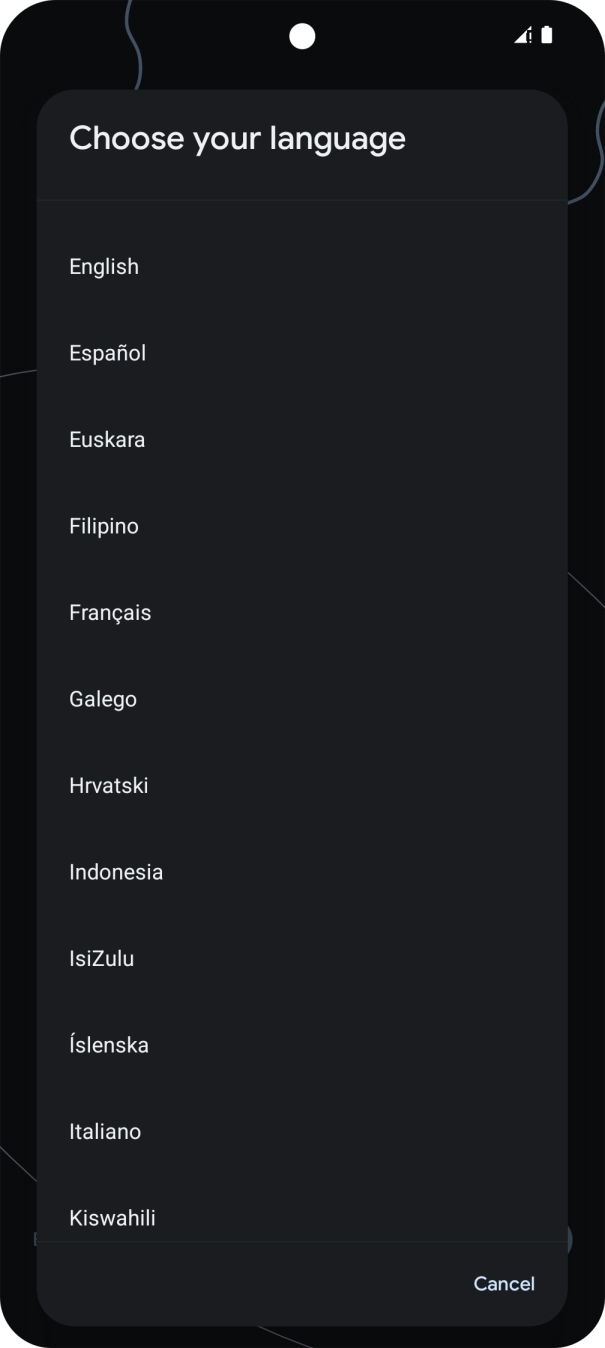Press the required language. Press the required language.