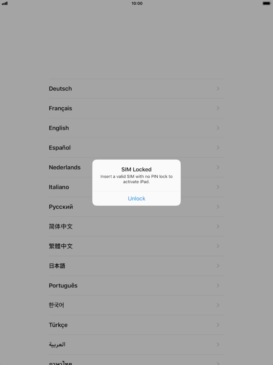 If your SIM is locked, press Unlock.