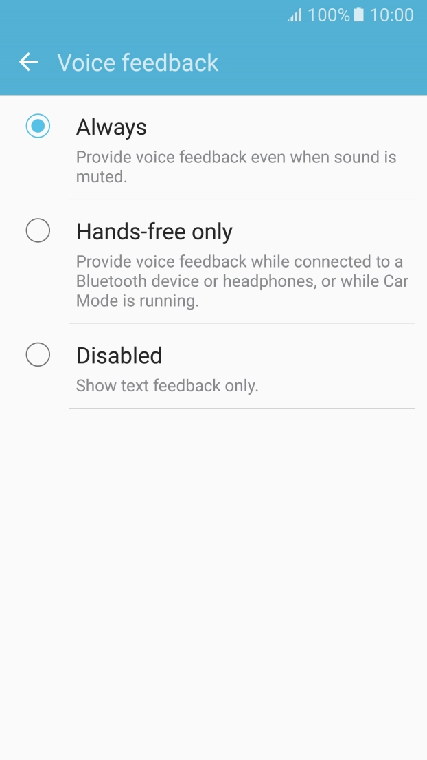 Press the required setting to turn the function on or off.
