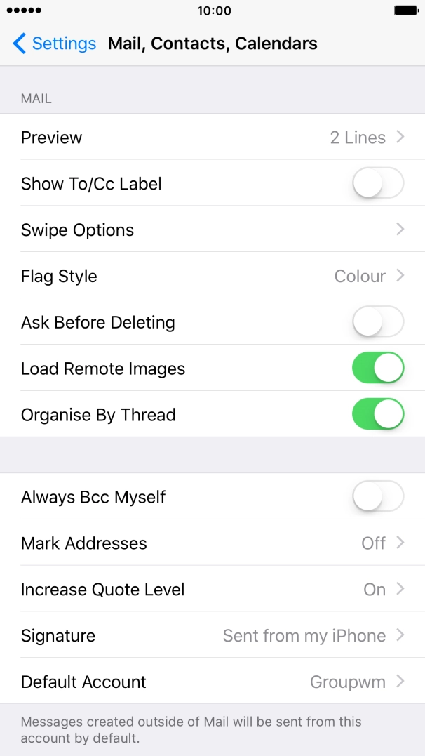 Press Default Account.